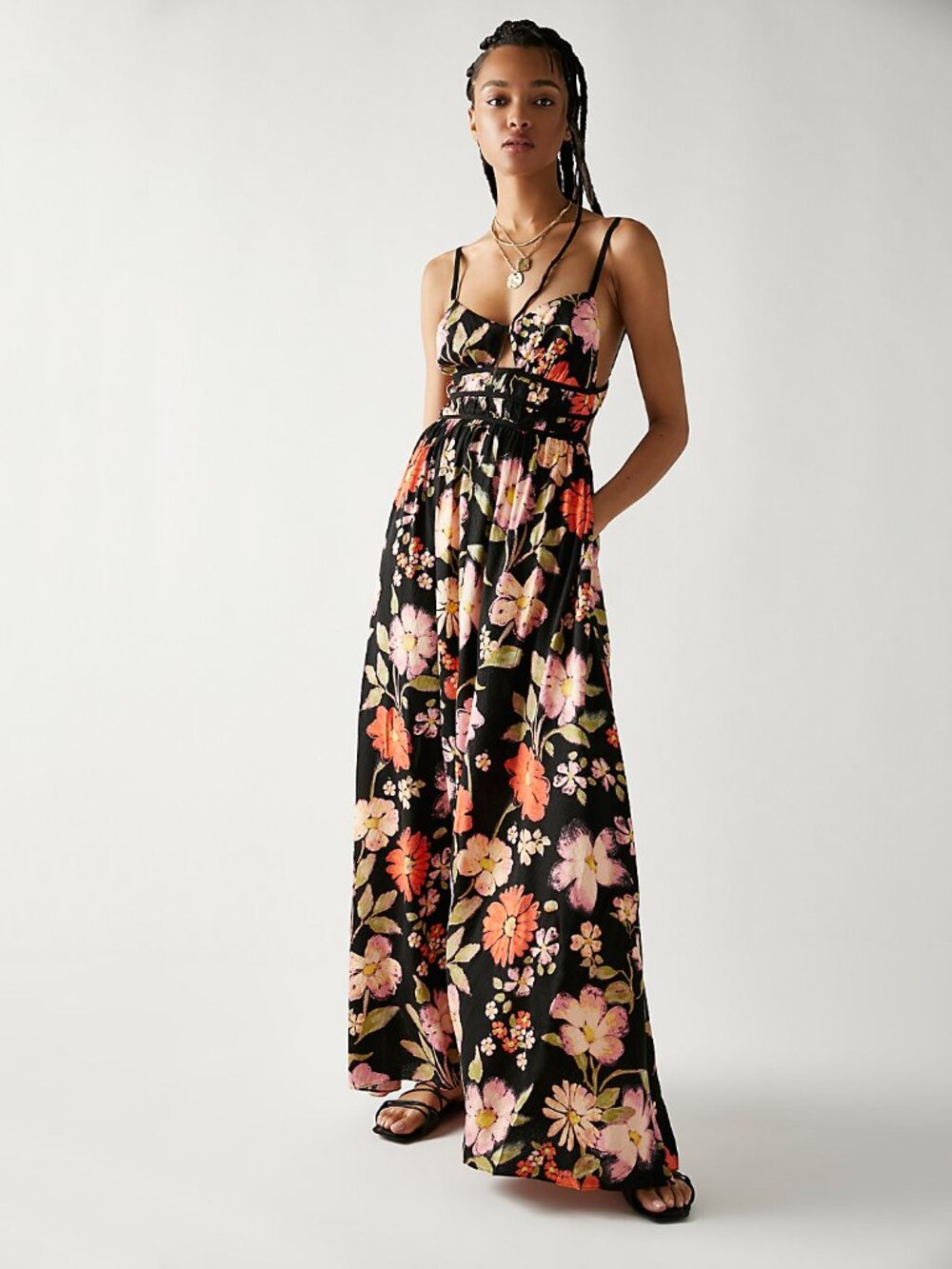 Free People Wisteria Maxi Dress in Dark Combo - NWT sz L - Picture 3 of 10